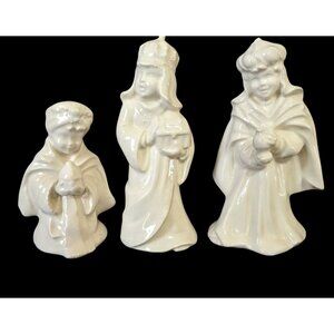 Christmas Nativity Wise Men Set Of 3 White Ceramic  6.5" Figures Holiday